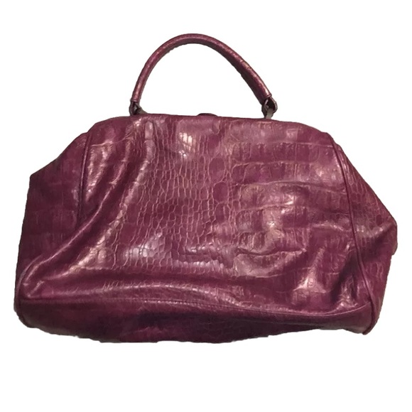 Jessica Simpson Retro Structured Textured Clasp Purse Dark Pink FLAWS Y2K - Picture 5 of 16